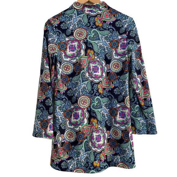 Jude Connally Ruthie Long Sleeve Split Neck Floral Paisley Tunic Top Small - Picture 2 of 11